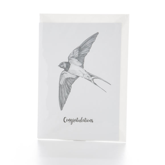 Swallow Greetings Card - Congratulations