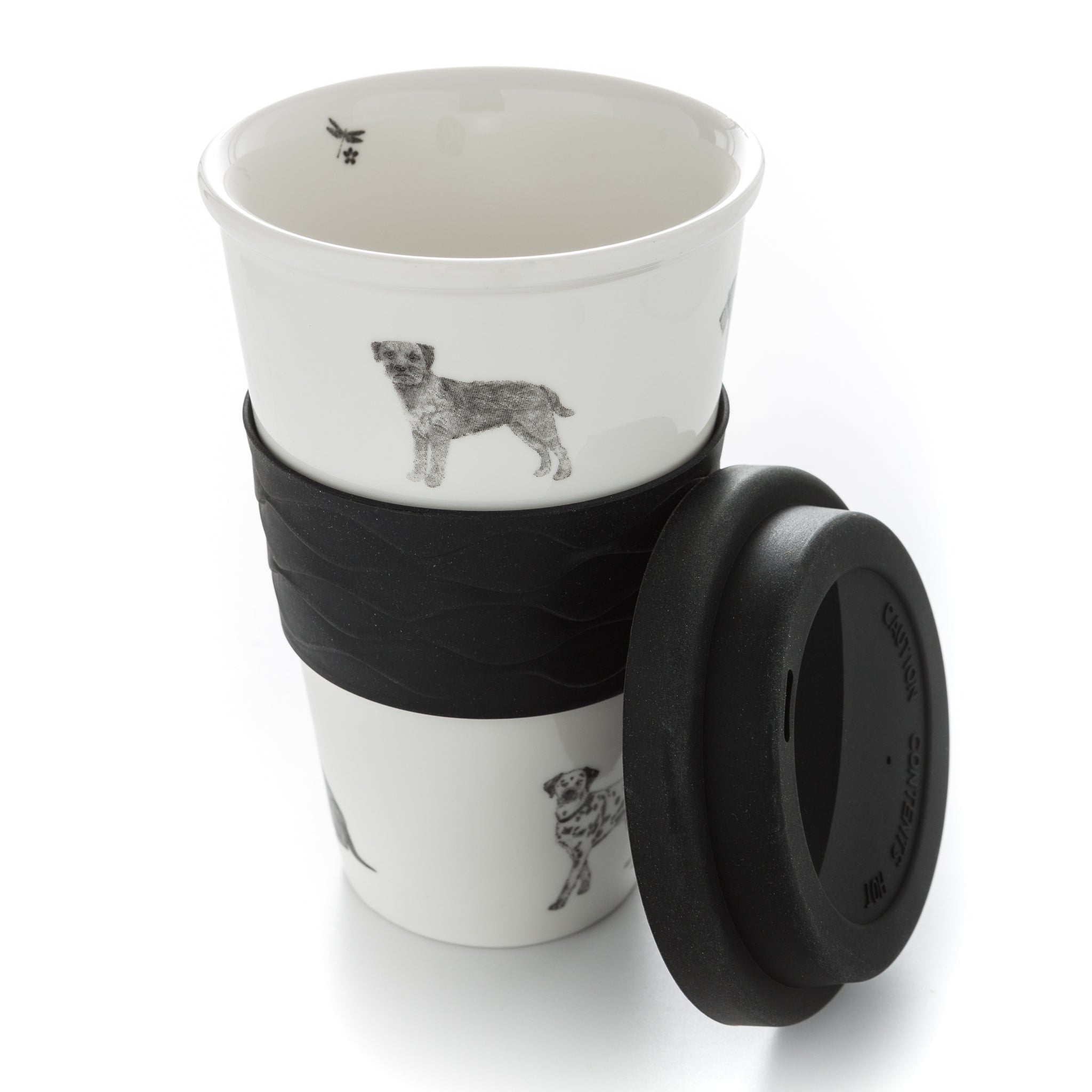 Signature Tumblers Boxer Puppy Dog Emblem On Clear 16 Ounce Double-Walled Travel Tumbler Mug With Black Easy Sip Lid